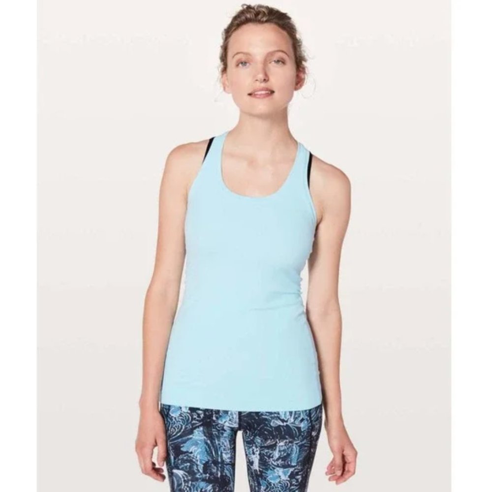 Like New Lululemon Cool Racerback Tank Aquamarine Light Blue Size 6